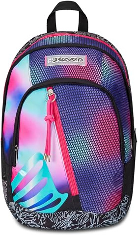 Seven Zaino Scuola Media Ragazza, Scuola Elementare, Dual, Scomparto PC, Tasca Borraccia, rosa viola