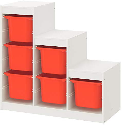TROFAST Aufbewahrungskombination, 99 x 44 x 94 cm, weiß/orange