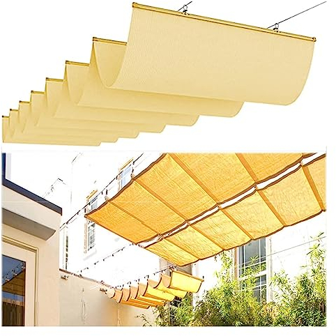 PHLEPS Sonnensegel Sichtschutznetz,Sonnensegel, Versenkbare Pergola Im Freien Mit Sonnenschutz, Überdachung, Terrasse, Atmungsaktiver Schutz for Garten, Veranda, Strand, Pavillon, Hof (Color : Beige