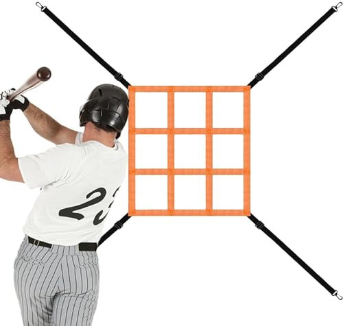 Strike Zone Target – Verstellbares Schlagzonennetz, Baseball-Übungsnetz zum Schlagen, Schlagen, Fangen, Befestigungsgurt