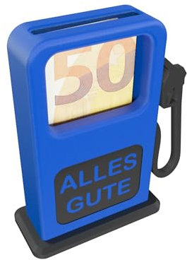Tankgutschein Geldgeschenk - 3D Tanksäule für Geldgeschenke | Zapfsäule | für Geldscheine | Spritgeld | Tankeschön | Alles Gute | Rot, Grün, Blau (Blau_$)
