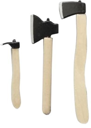 CNAFGBGG Mini Hatchet Miniatur Axt -Werkzeug mit Holzgriff Outdoor Puppenhaus Ornament 3pcs