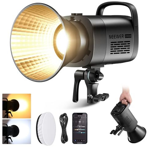 NEEWER CB120B 120W COB Video Light avec 2.4G/Application contrôle à Distance, Bicolore éclairage Continue LED, Monture Bowens Lumiere Photo Studio