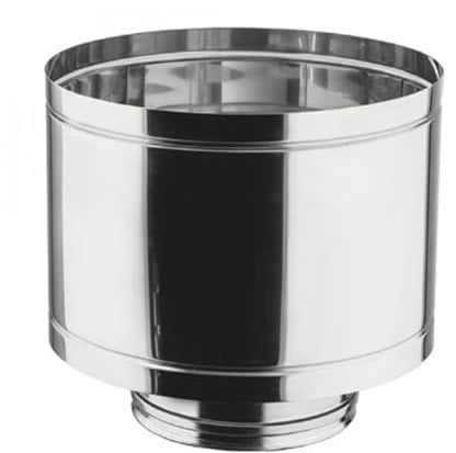 ALLINOX Comignolo a Botte Antivento e Antipioggia In Acciaio INOX Coibentato Terminale Canna Fumaria Doppia Parete Per Camino Con Base Tonda Stufa a Legna o Pellet (DN 80/130)
