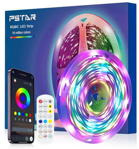 Striscia LED 1 Metri, RGBIC Retroilluminazione TV Music Sync, con Controllo APP e Telecomando RF 2.4G per TV e PC da 32 a 50 pollici, Funzionamento USB, IC Integrato