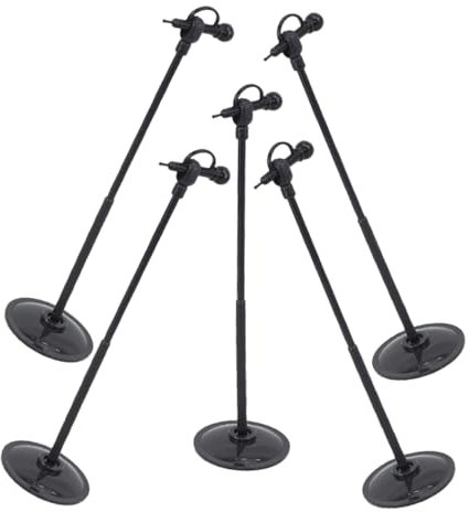 Hohopeti 5pcs Scale Mini Dollhouse Microphone Stand for Mini Musical Instrument Display Lifelike Fake Microphone Model Ornament