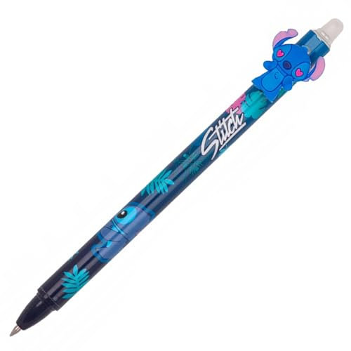 DISNEY Stitch Gelschreiber mit zufälligem Design, automatisch löschbarer Stift, blaue Tinte, Büro, Schule 0,7mm (E)