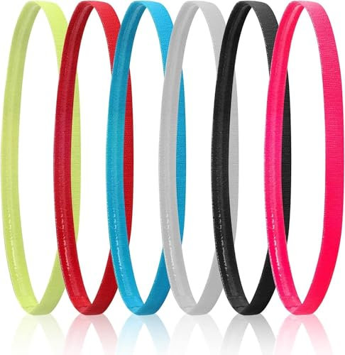 MINISOISO 6 Pezzi Sportiva Fascia Capelli, Fasce Sottile Antiscivolo, Sportive Fascette Elastiche per Uomo Donna, Fascette Capelli per Sport, Yoga, Jogging, Calcio, Tennis