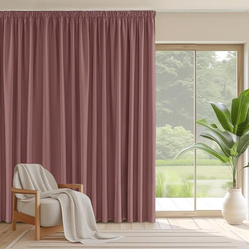 PONY DANCE Wohnzimmer Vorhang mit Kräuselband für Schiene 1er Set H 245 x B 300 cm Verdunkelungsvorhang Thermogardine Hitzeschutz Extra Breie Gardinen Blickdicht Thermal Curtain, Altrosa