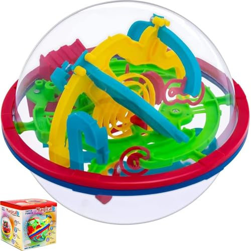 MaiLence Kugellabyrinth ab 6, Kugellabyrinth 12cm 3D Labyrinth Balls mit 100 Level, 3D Kugelspiel Intellektball Maze Kugel Labyrinth Puzzle Ball für Geburtstag Weihnachten, Spielzeug ab 5 6 7Jahr