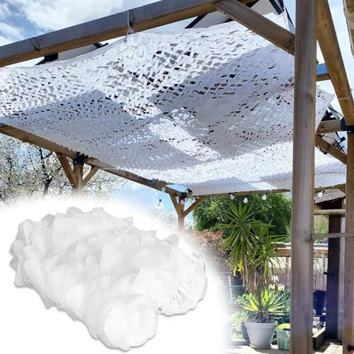 Filet Camouflage Blanc Renforcé 1x3m(3.2x9.8ft),Filet de Camouflage pour pergola,Protection Solaire,Filet Camouflage Photographie Animalière,Protection Jardin
