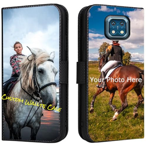 FortiCase Custodia Personalizzata per Nokia XR20,Flip Cover in PU Pelle Premium,Supporto Slot Scheda Case,con la Tua Foto,Immagine o Testo Personalizzata Cover - Black-LN4