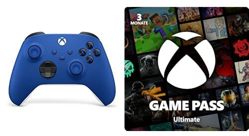 Xbox Wireless Controller - Shock Blue + Game Pass Ultimate | 3 Monate Mitgliedschaft