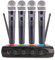 AIRYSSFU Kit Carte Son, Microphone sans Fil UHF à 4 canaux système de Micro Portable Dynamique Professionnel 60 mètres for Le Discours de l'église du Parti karaoké