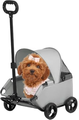 Katzenwagen Bis 7kg Kapazität für Welpen, Kätzchen & Kleintiere | Haustierwagen für kleine Hunde Tierarztbesuche Spaziergänge Outdoor Abenteuerpark Einkaufszentrum Garten Welpen Kätzchen