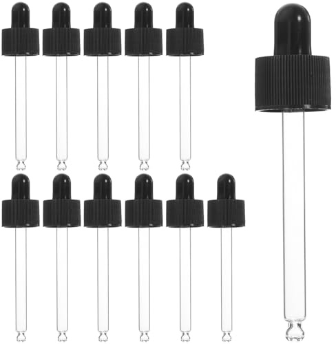 AUTSUPPL Glaspipetten 12 Stück-pack mit 5ml Fläschchen, Schwarz | Flasche mit Pipette, Pipettenflaschen, Pipetten Tropfer, Praktische Ölflasche