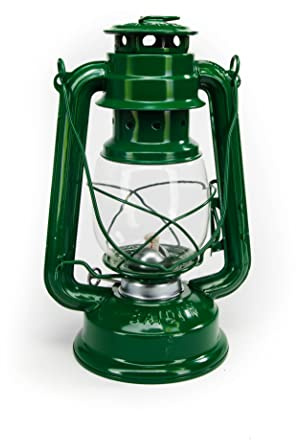 Campfrei Petroleumlampe 30 cm grün Pulverbeschichtet, Glas, Sturmlaterne, Camping