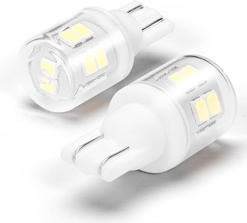 W5W 501 2825 LED Bulbs, 6500K Daylight White T10 194 168 Car Interior Bulb | AC/DC12V-24V, 2w, 250LM, Super Bright, T10 Wedge, Suitable for Car Dome Map Door Courtesy Trunk License Plate Lights, 2 Pack