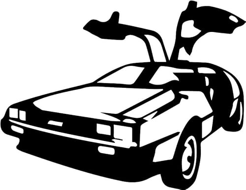myrockshirt Back zurück Delorean DMC-12 Auto Zukunft Zeitreise Future Aufkleber Sticker Decal ohne Hintergrund Farbe & Größe wählbar Autoaufkleber ab 15 cm