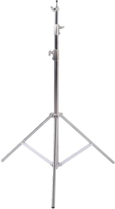 Tonysa Treppiede Fotografico Regolabile per Carichi Pesanti da 3 Metri con Manopola di Bloccaggio a Rotazione e Cuscino a Molla per Illuminazione da Studio, Videografia (SILVER)