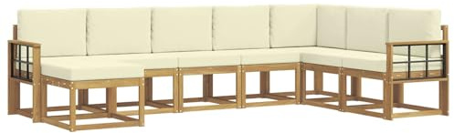 vidaXL Outdoor-Sofagarnitur mit Kissen 8 pcs Weiß und Creme, Moderner Garten Sofa, wetterfeste Eckcouch, Möbel zum Entspannen auf Terrasse, Patio Lounge und Komfortset