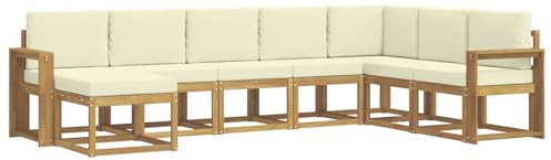 vidaXL Outdoor-Sofagarnitur mit Kissen 8 pcs Weiß und Creme, Moderner Garten Sofa, wetterfeste Eckcouch, Möbel zum Entspannen auf Terrasse, Patio Lounge und Komfortset