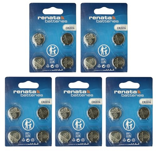 Renata CR2016, 2016 Pile Bouton Lithium 3V (5 x Lot de 4) - 20 Piles