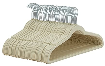 Amazon Basics Gruccia in velluto con portapantaloni, 50 pezzi, Avorio