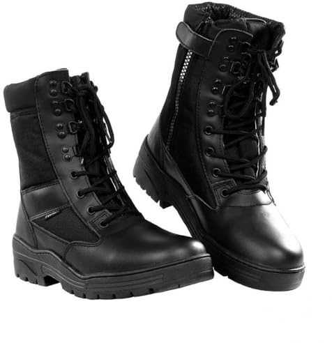 Fostex Garments Anfibi sniper con cerniera YKK (Nero, 44, Sistema Taglie Calzature EU, Adulto, Uomo, Numero, Media, 44)