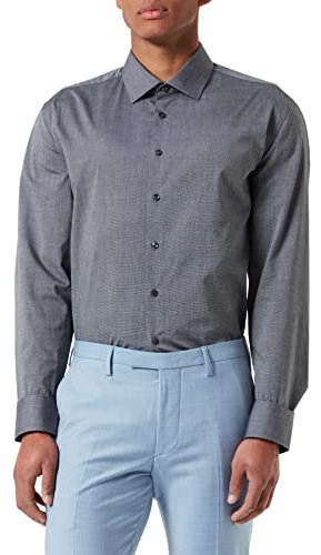 Seidensticker Herren Mens Slim Longsleeve Cotton Schmales Hemd Mit Kent-kragen – Lang, Dunkelgrau(666260), 39 EU