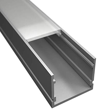 ledomec LED Aufbauprofil WIDE-30 Aluminium Silber für LED Streifen inkl. Abdeckung milchig oder durchsichtig, extra breite Bauweise 27,04mm auch für mehrere LED Bänder (2m + milchige Abdeckung)