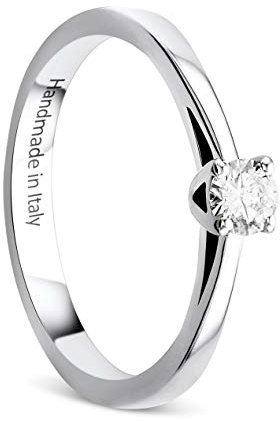 Orovi Damen Ring Weißgold 0.15 Ct Solitär Diamant Verlobungsring 14 Karat (585) Gold und Diamant Brillanten Ring