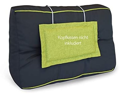 LILENO HOME Palettenkissen Set Anthrazit u. Grün - Rücken- / Seitenkissen 60x40x10/20 cm - Polster für Europaletten - Palettenkissen Outdoor als Sitzkissen für Palettenmöbel