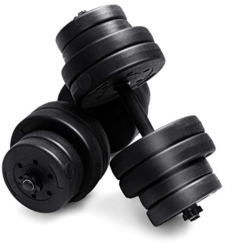 COSTWAY Kit Manubri per Allenamento Regolabili 30 kg, Pesi con Bilanciere, 4 Chiusure a Stella e 16 Dischi, a Casa e in Palestra