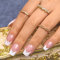 Sethexy Court Carré Faux ongles français Ballerine Strass Faux ongles Brillant Coller sur les ongles 24 pièces Acrylique De l'art Appuyez sur les pointes des ongles pour les femmes et les filles
