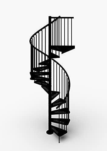 Mister Step Exterior Zink scala a chiocciola da esterno, 13 gradini, altezza totale 273-299 cm. (Nero, 120)