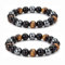 xlwen 2 pieces black obsidian bracelet, natural stone bracelet, fitness bracelet, crystal bracelet, adjustable obsidian, unisex bracelet, obsidian bracelet