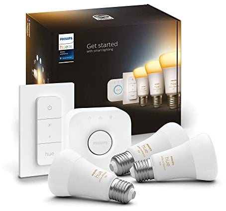 PHILIPS Hue White Ambiance Kit de démarrage ampoule LED connectée - E27 x3 et télécommande Hue