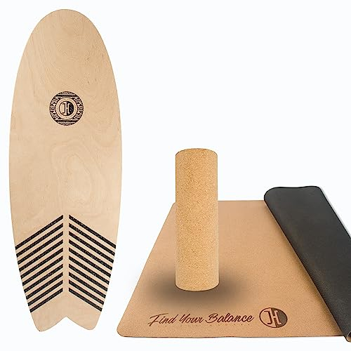 JUCKER HAWAII Balanceboard Homerider Wave - Balanceboard Set inkl. Korkrolle und Korkmatte