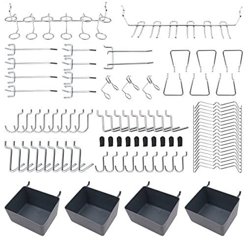 NUZAMAS Adatto per set di ganci da incasso con 4 contenitori; un totale di 80 pezzi ideale per l'organizzazione e la conservazione di attrezzi, accessori per garage e cucina, display per negozi di