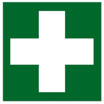 Schild Erste Hilfe Verbandskasten 30cm x 30cm stark nachleuchtend, selbstklebend aus robustem PVC gefertigt mit UV-Schutzlaminat gemäß DIN EN ISO 7010 E003 ASR A1.3 zertifiziert