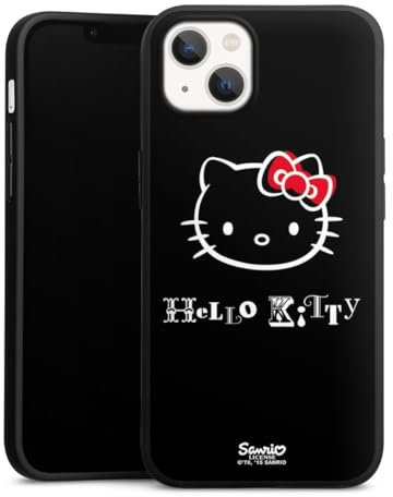 DeinDesign Premium Silikon Hülle kompatibel mit Apple iPhone 13 Handyhülle schwarz Case Kawaii Fanartikel Hello Kitty