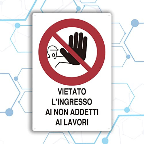 Nitek cartello vietato l’ingresso ai non addetti ai lavori in pvc 30cm x 20cm – Cartello autoadesivo| Sign, Schild | Segnaletica antinfortunistica Impermeabili Lavabili, Cantieri