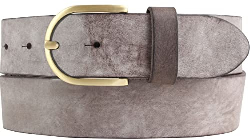 BELTINGER Damen-Gürtel aus weichem Vollrindleder Vintage-Look 4 cm | Jeans-Gürtel für Damen mit goldener Gürtelschließe 40mm | Ledergürtel Used-Look | Braun 105cm