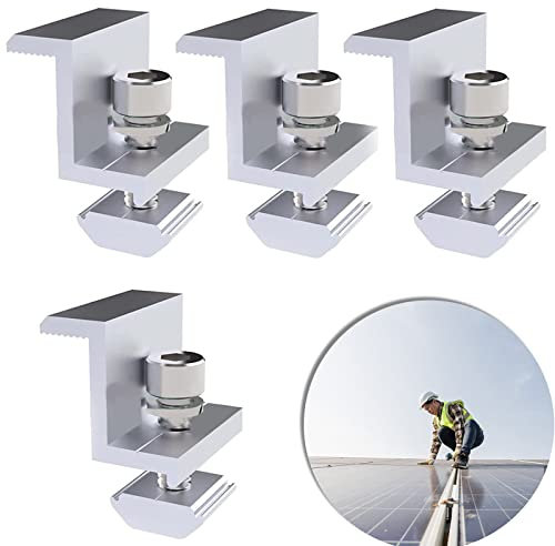4 Pezzi Supporto per Modulo Solare, Morsetto Terminale 35 mm, Fissaggio Pannello con Supporto a Z, Dadi e Viti per Camper, Barca, Campeggio, Tetti e Muri