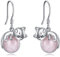 Vadmans Orecchini a Forma di Gatto in Argento 925 Orecchini a Penzoloni in Quarzo Rosa Regalo per le Donne