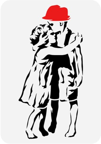 FINGERINSPIRE Banksy Kids Hugging Pochoir 21x29.7 cm Réutilisable Banksy Girl Peinture Gabarit Banksy Boy Dessin Pochoir Banksy Thème Pochoir Peinture Sur Bois, Mur et Meubles DIY-WH0396-187-EU18