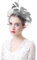 Fascinator Hut Damen Feder Mesh Pillbox Hut Stirnband Retro Blumen Kopfschmuck Elegant Organza Brautschmuck Braut Haarschmuck 20er Royal Haarreif Mädchen Hochzeitshut Cocktail Tee Party Kirche Grau