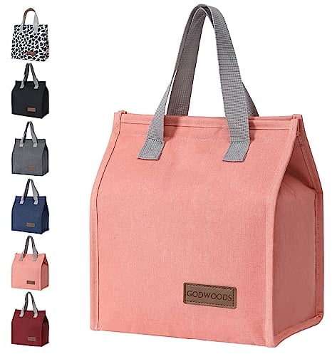 GODWOODS Insulated Lunch Bag for Women Men Large Lunch Box Container Reusable Leakproof Tote for Office, Work, Beach or Travel (B-Pink)