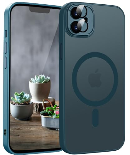 HGH Magnetisch Hülle für iPhone 12 6,1 Zoll Kompatibel mit MagSafe Kabellosem Laden, Durchscheinende Matt Handyhülle für iPhone 12 Dünn Stoßfest Schutzhülle kameraschutz für iPhone 12 Case Dunkel Blau